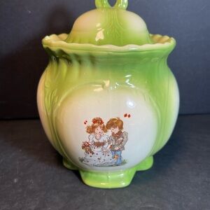 1983 Green/white Ceramic Cookie Jar/canister T82